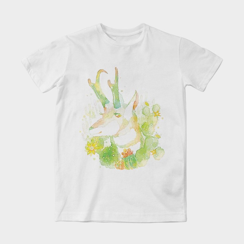中性短袖T-Shirt 仙人掌与叉角羚 by 常井陆 | A080UT003 - 其他 - 棉．麻 