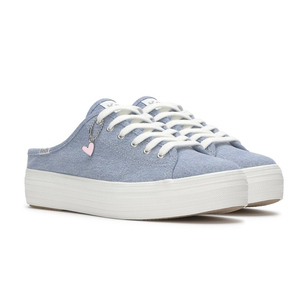 KEDS TRIPLE KICK MULE 经典水洗丹宁爱心便鞋 WF68446 - 女款休闲鞋 - 真皮 