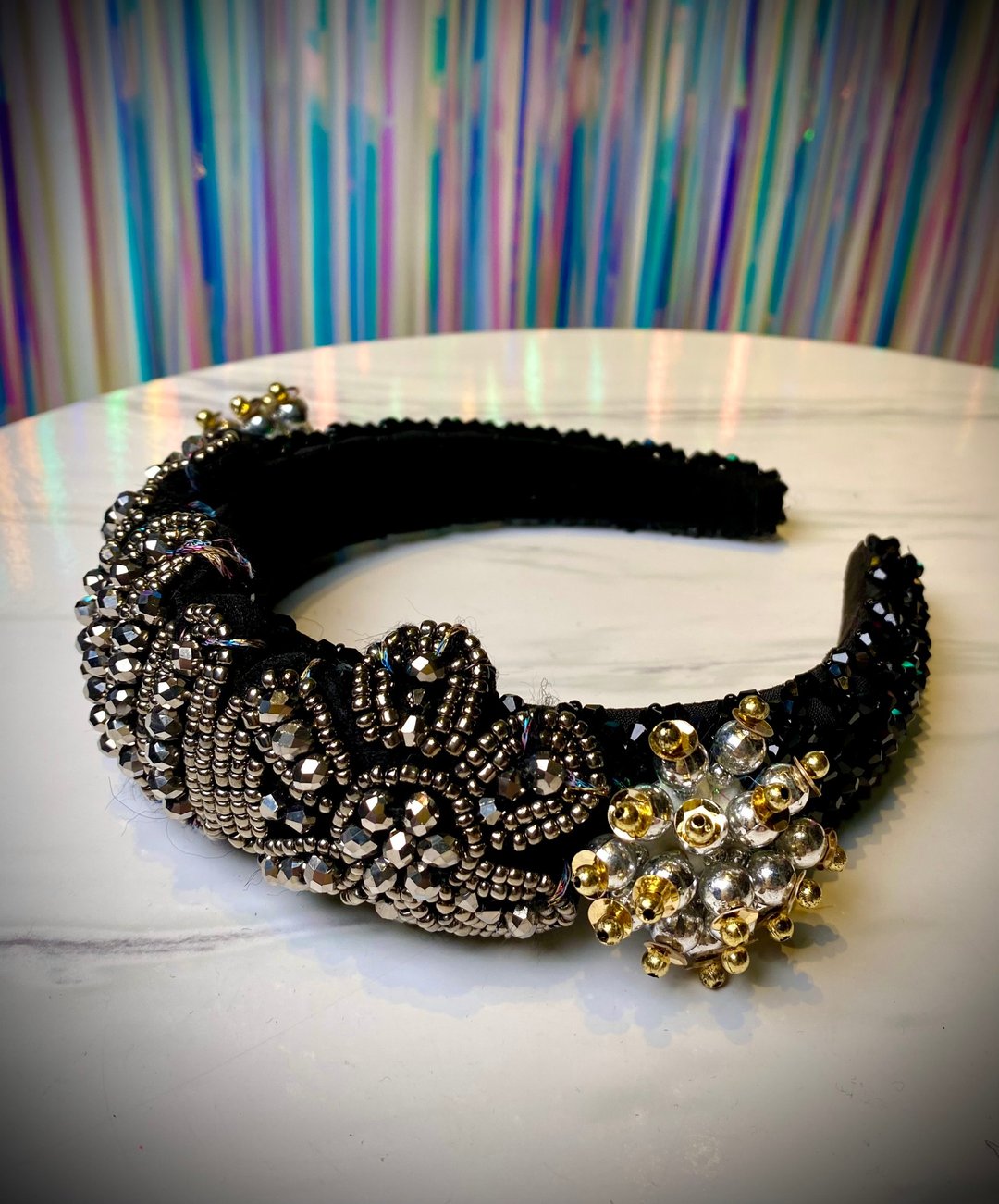 OTT *华丽闪耀黑色手工钉珠头箍头饰Glamour Headband* - 发带/发箍 - 塑料 黑色