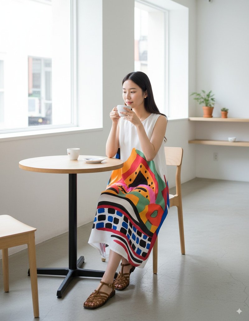 Dress Cotton Rayon Hand Paint colorful vacation summer - 洋装/连衣裙 - 棉．麻 