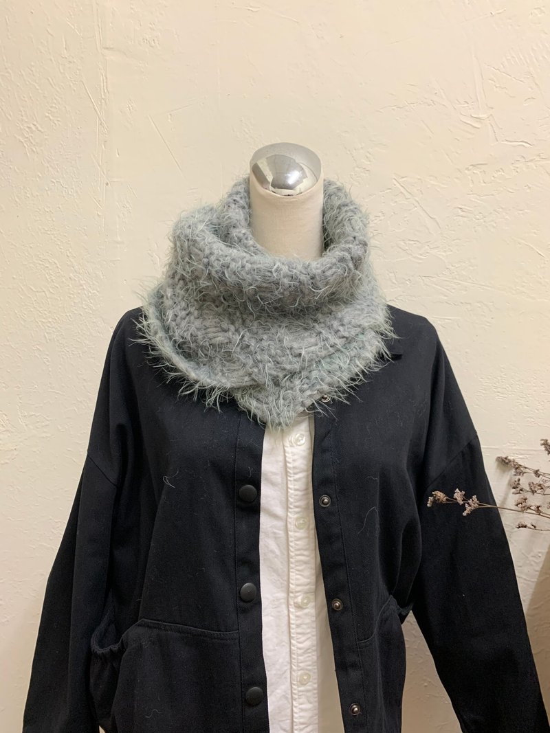 短板围巾系列。柔软灰蓝多变围巾。领巾。小披肩。围脖 - 围巾/披肩 - 羊毛 