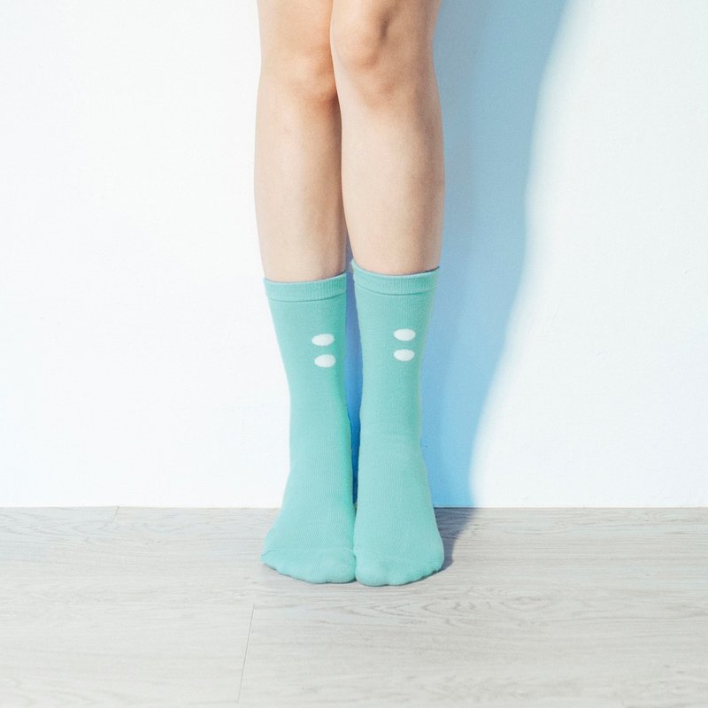 湖水绿几何圈袜 - 袜子 - 棉．麻 绿色