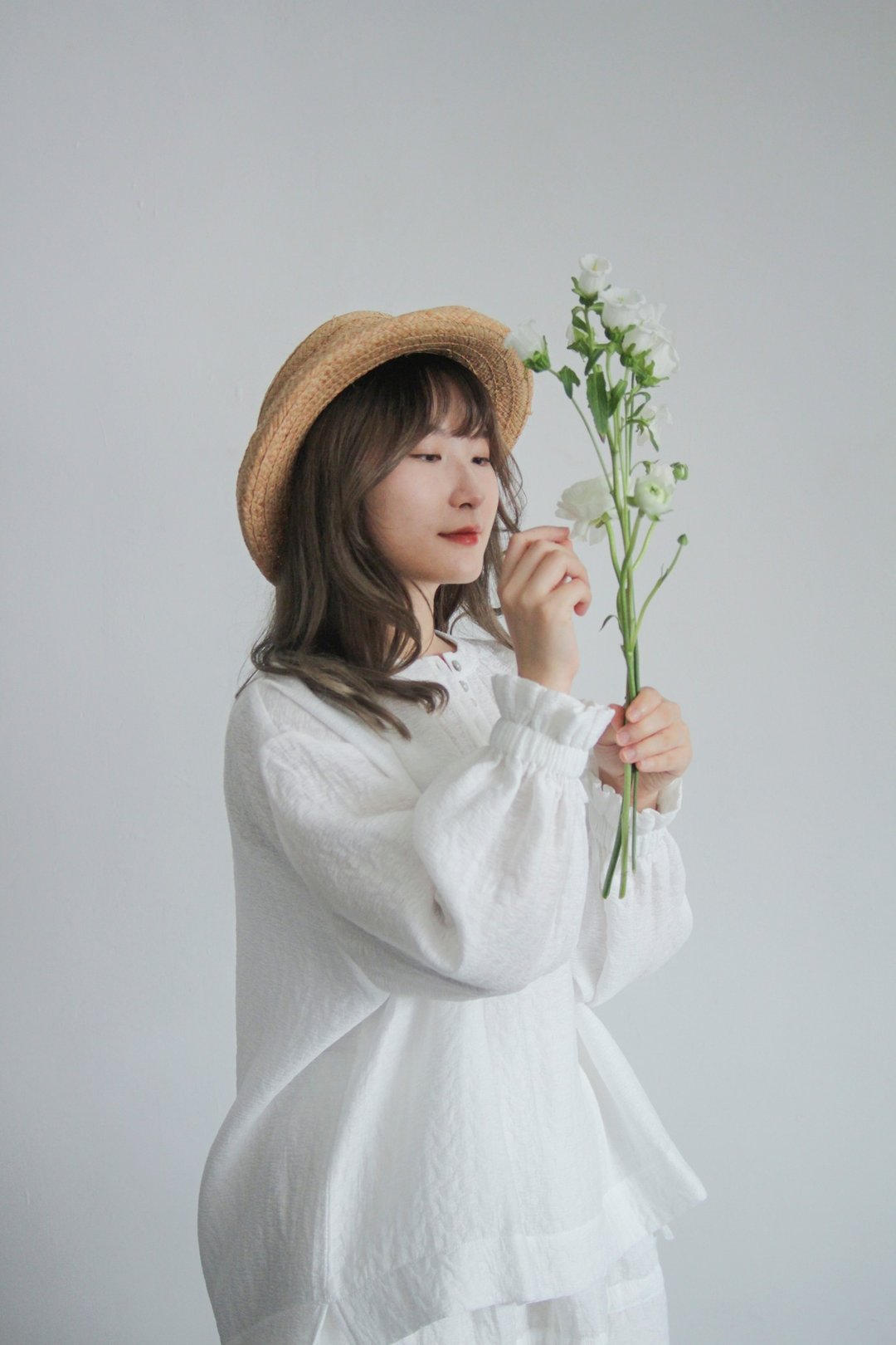 暗纹宽松上衣 - 女装上衣 - 聚酯纤维 白色