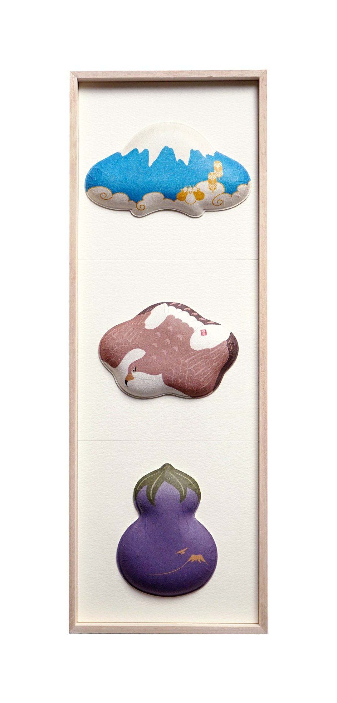 Washi Wall Decoration-3 kinds of Fukura, Fuji, Hawk, and Eggplant - 墙贴/壁贴 - 纸 