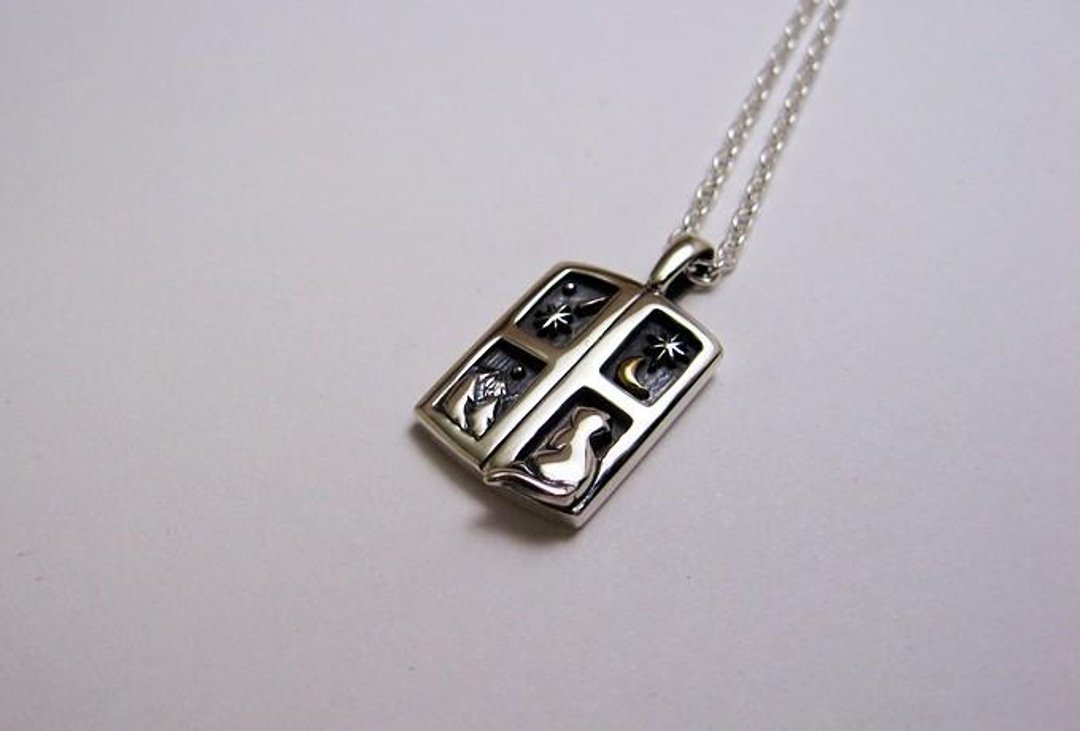 Shooting Star Night - Cat by the Window - Pendant - 项链 - 其他金属 银色