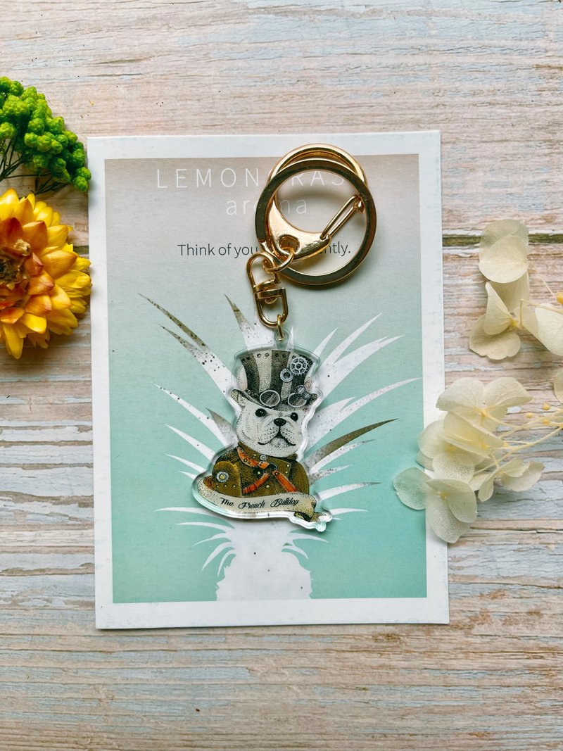 绅士法斗-钥匙圈/手绘插画/压克力钥匙圈 - 钥匙链/钥匙包 - 压克力 多色