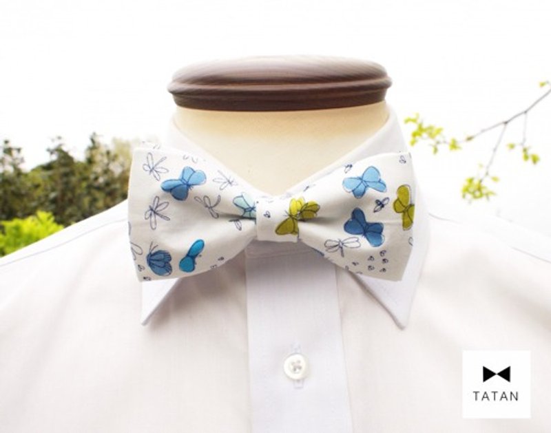 TATAN Bunk Butterfly Bow Tie - 领结/领巾 - 棉．麻 白色