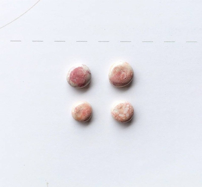 Ceramics earring (Peach) - 耳环/耳夹 - 陶 粉红色