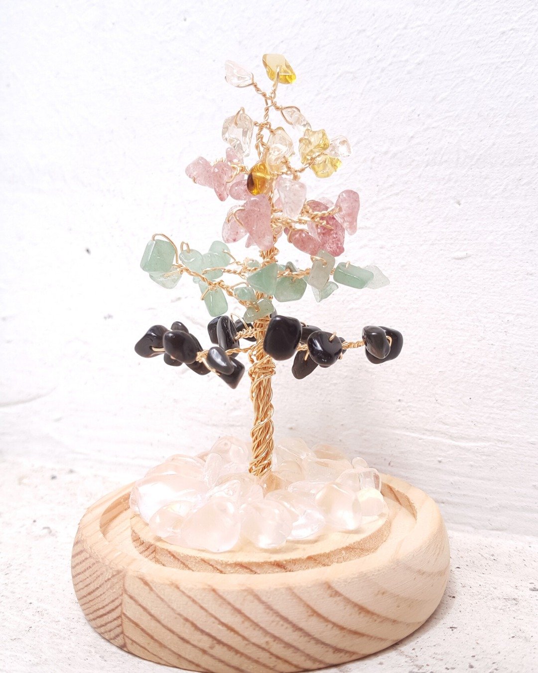 【五行水晶树】黄水晶、草莓晶、绿东菱、黑曜石、白水晶 - 摆饰 - 水晶 