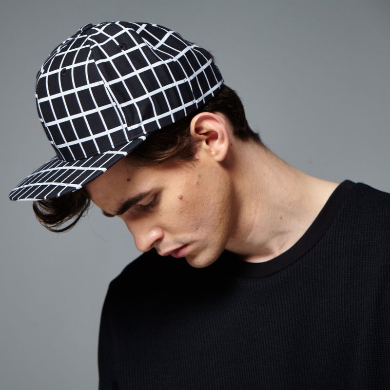 Stone'As Snapback / 窗格 格子 格纹 帽子 棒球帽 黑色 - 帽子 - 其他材质 黑色