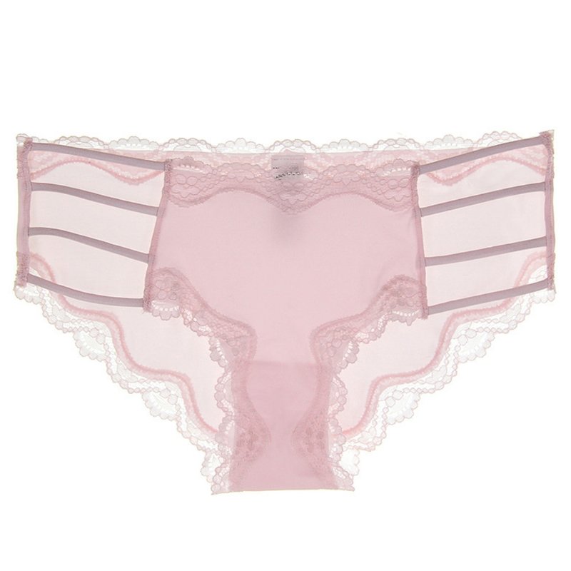 腰间线条设计露肤内裤・淡粉 - 女士内衣裤 - 聚酯纤维 粉红色