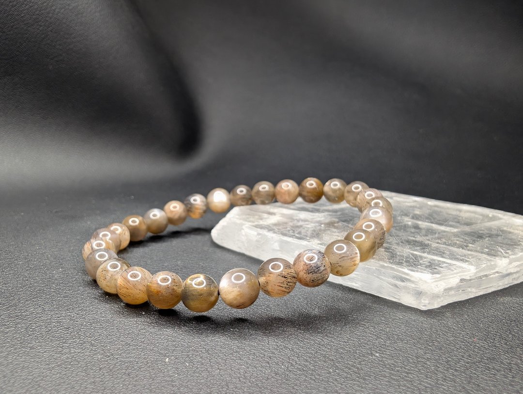 黑骨干 Sun Stone 手串 手链 天然水晶 6mm - 手链/手环 - 水晶 