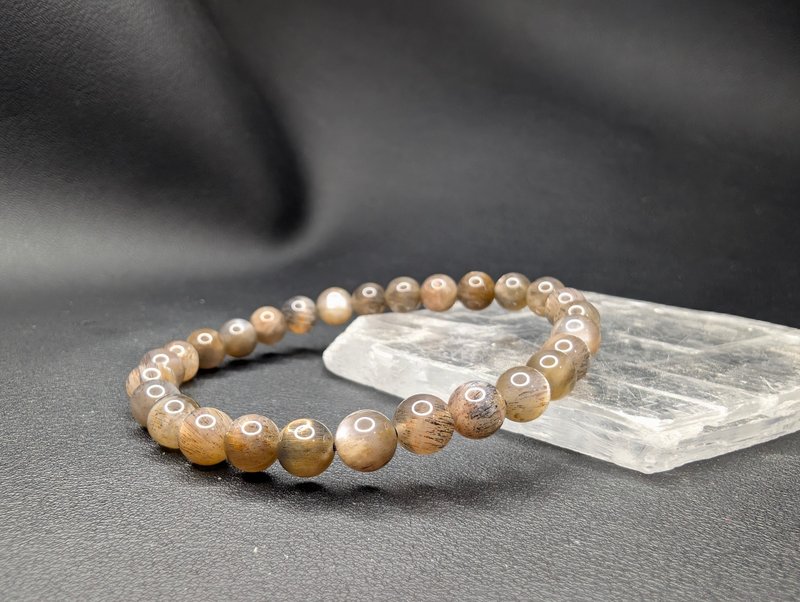 黑骨干 Sun Stone 手串 手链 天然水晶 6mm - 手链/手环 - 水晶 