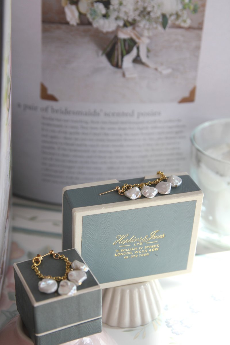 耳环 饰品 花耳环 花办耳环 珍珠耳环 干花耳环 少女风 日系作品 - 耳环/耳夹 - 植物．花 金色