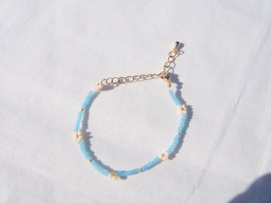 beaded bracelet blue korea retro blue - 手链/手环 - 其他材质 蓝色