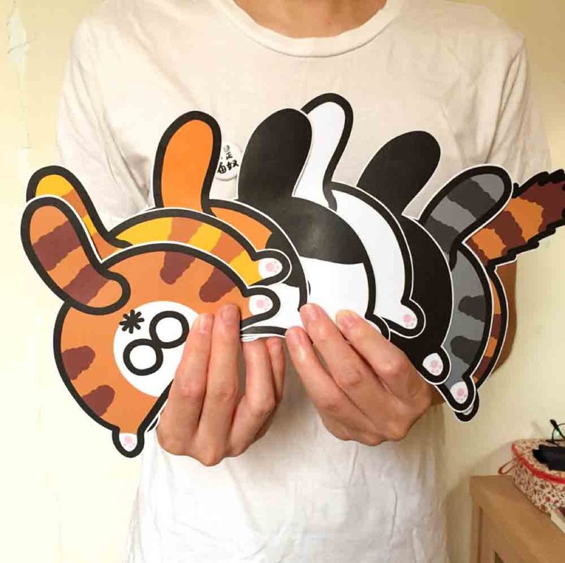 巨无霸猫屁屁の图鉴 防水贴纸 - 猫奴请享用 Waterproof stickers - 贴纸 - 防水材质 橘色