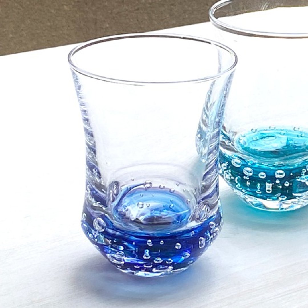 水流硝子：宇宙之色，清凉的蓝 - 玻璃杯 - 玻璃 蓝色
