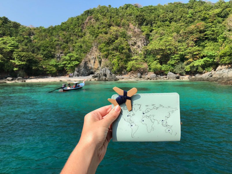个人专属 真皮地图护照套(薄荷绿) - 护照夹/护照套 - 真皮 绿色