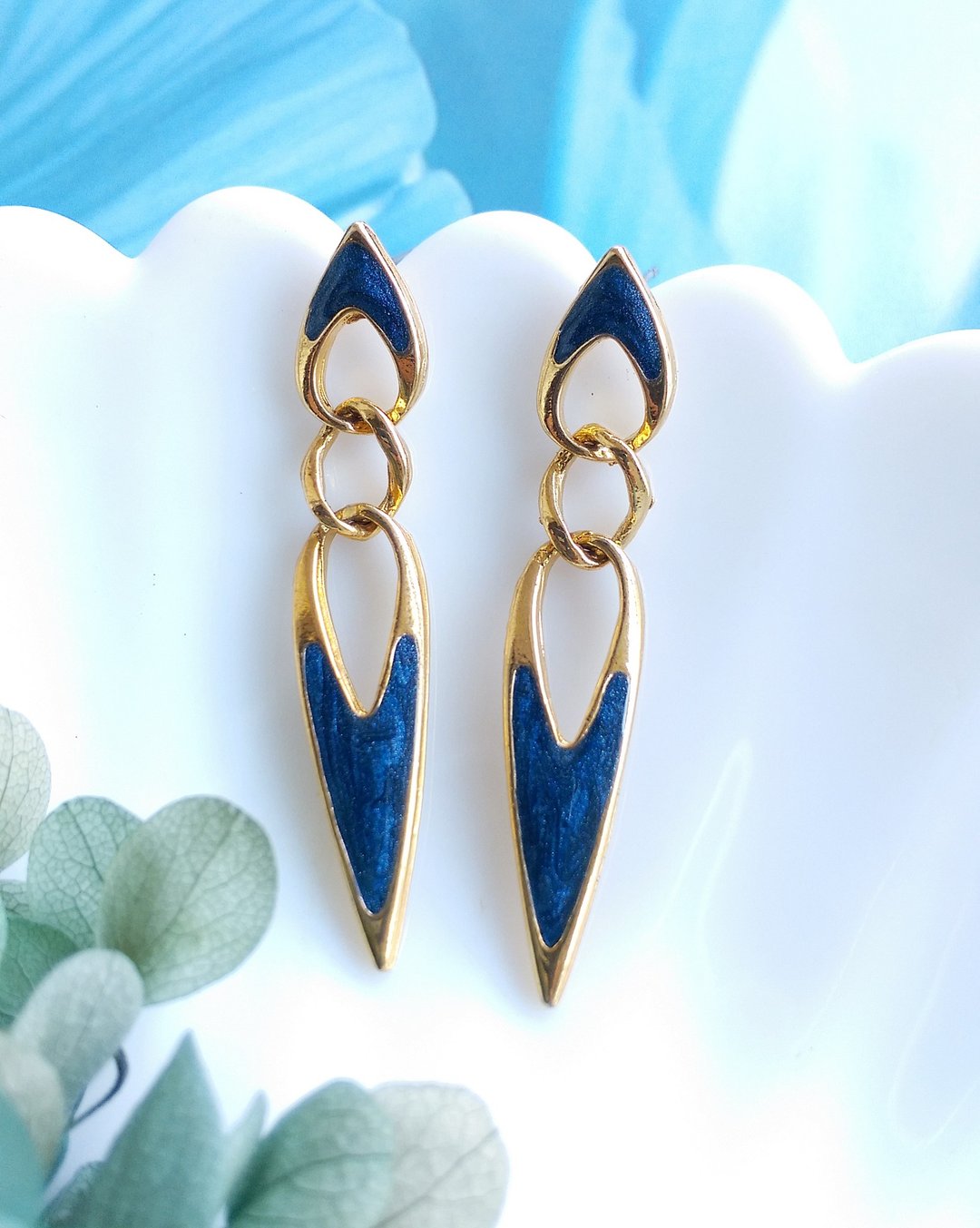 Vintage Jewelry 西洋古董饰品 复古 简约 垂坠 针式耳环 - 耳环/耳夹 - 其他金属 透明