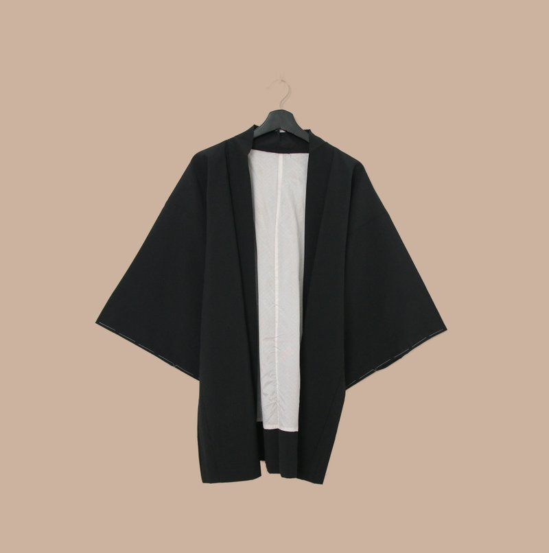 Back to Green-日本带回羽织 海浪 橘扇kb-03/vintage kimono - 女装休闲/机能外套 - 丝．绢 
