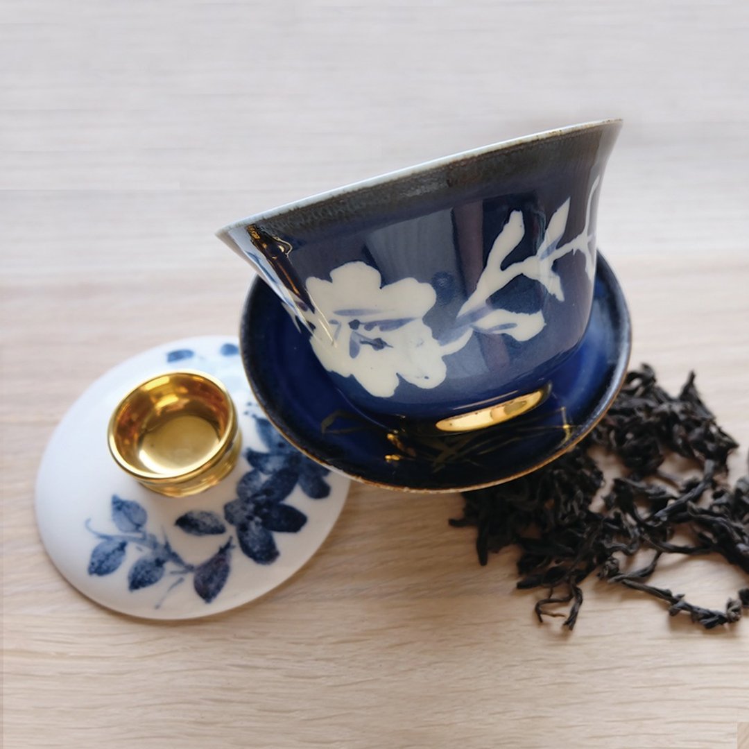 手工烧制。金点如意奉茶手绘杯盘组。 - 茶具/茶杯 - 瓷 