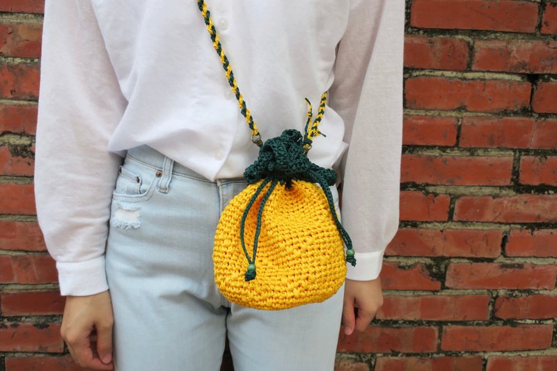 阿母の手作包/旺莱包/束口包/侧背包/郊游 - 侧背包/斜挎包 - 纸 黄色