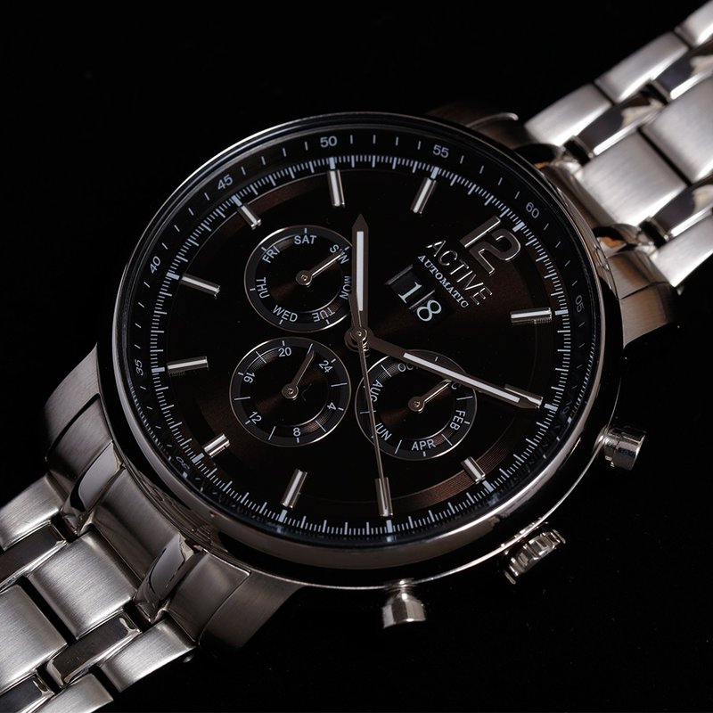 雅达飞自动机械系列 – 黑盘精钢带 - 男表/中性表 - 不锈钢 黑色