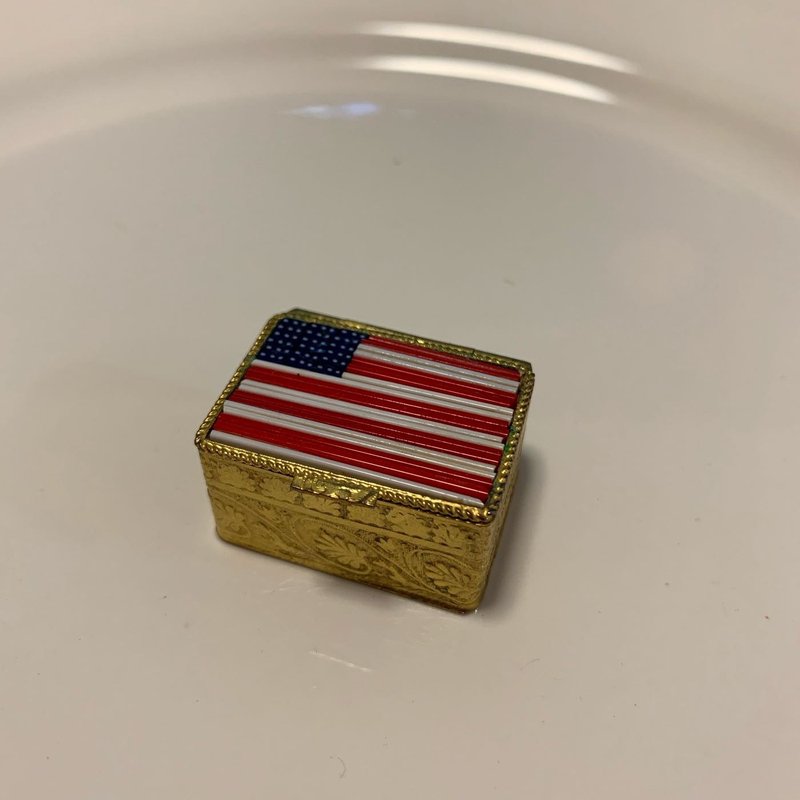 早期收藏 意大利精致马赛克美国 金色小宝盒 - 其他 - 铜/黄铜 