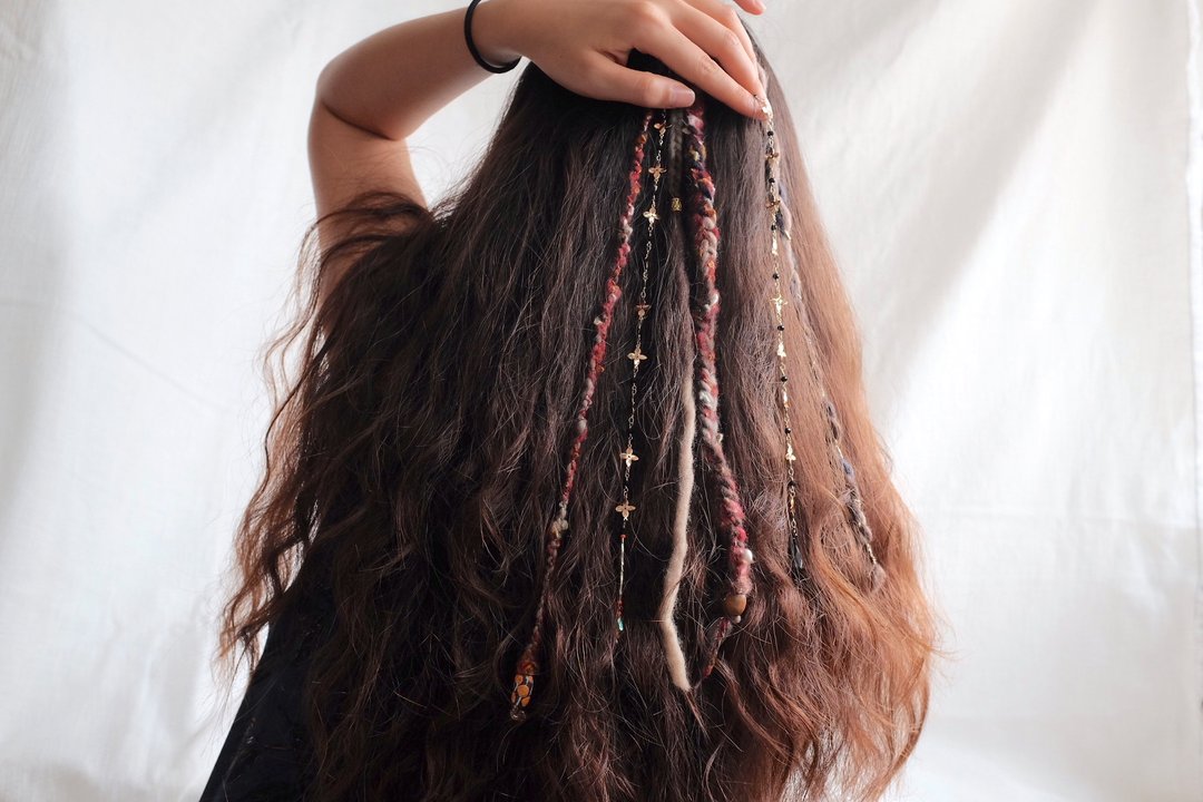Gypsy hair 吉普赛 头饰 派对发饰 羊毛流须 发夹 脏辫 - 发饰 - 羊毛 咖啡色