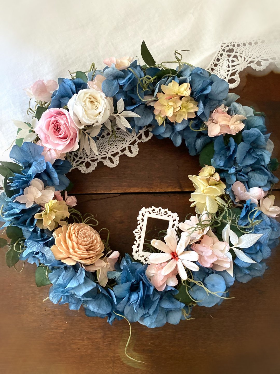 Masako 古典蓝永生花  绣球玫瑰花 花圈 限量 - 干燥花/捧花 - 植物．花 