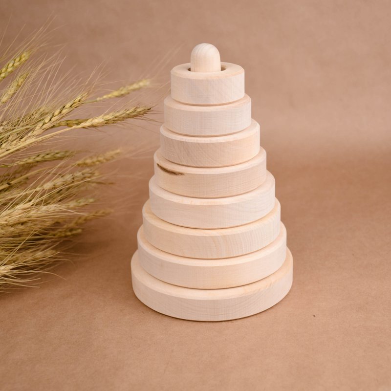 Natural Wood Ring Stacking Toy - 玩具/玩偶 - 木头 卡其色