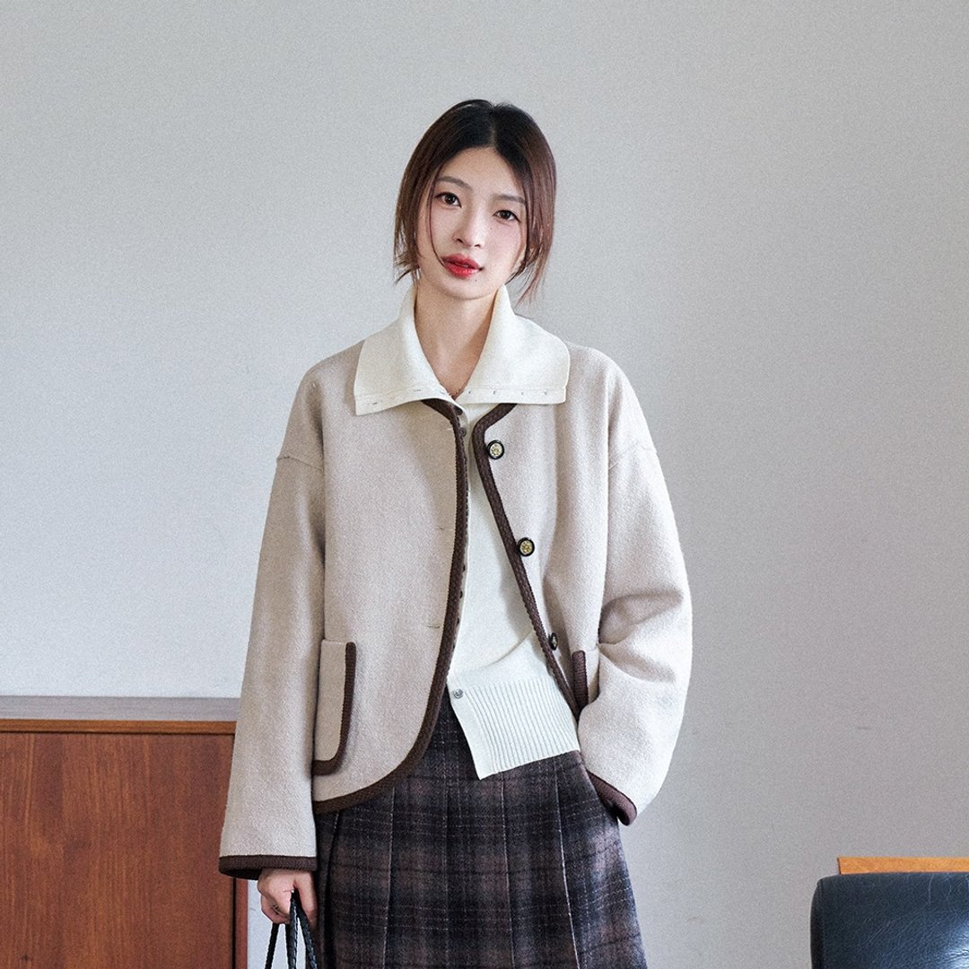小香风包边外套|外套|两色|秋款|Sora-1631 - 女装休闲/机能外套 - 羊毛 多色