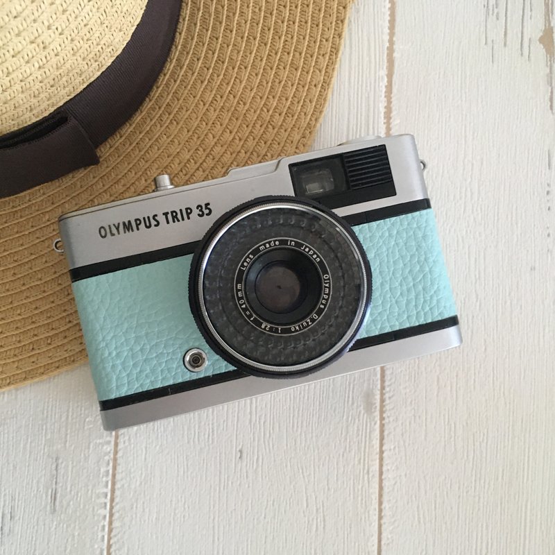 修复并测试-完全功能正常| 奥林巴斯TRIP 35胶片相机|带薄荷蓝色 - 相机 - 其他金属 蓝色