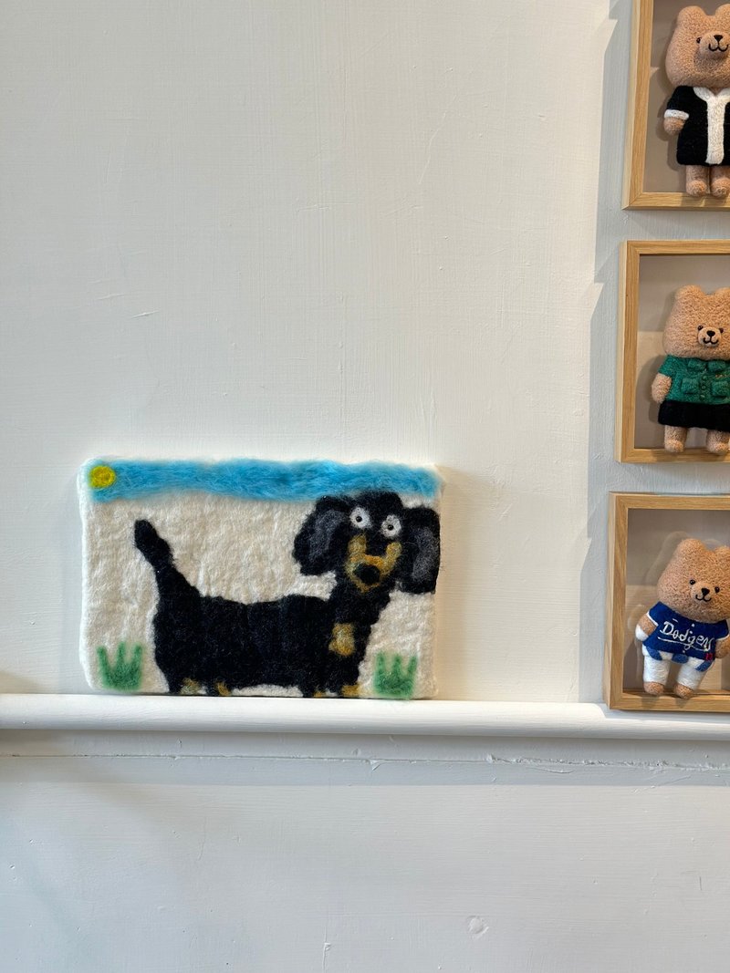 儿童在线体验 腊肠狗 羊毛毡无框画DIY材料包 影片教学 - 编织/刺绣/羊毛毡/裁缝 - 羊毛 黑色