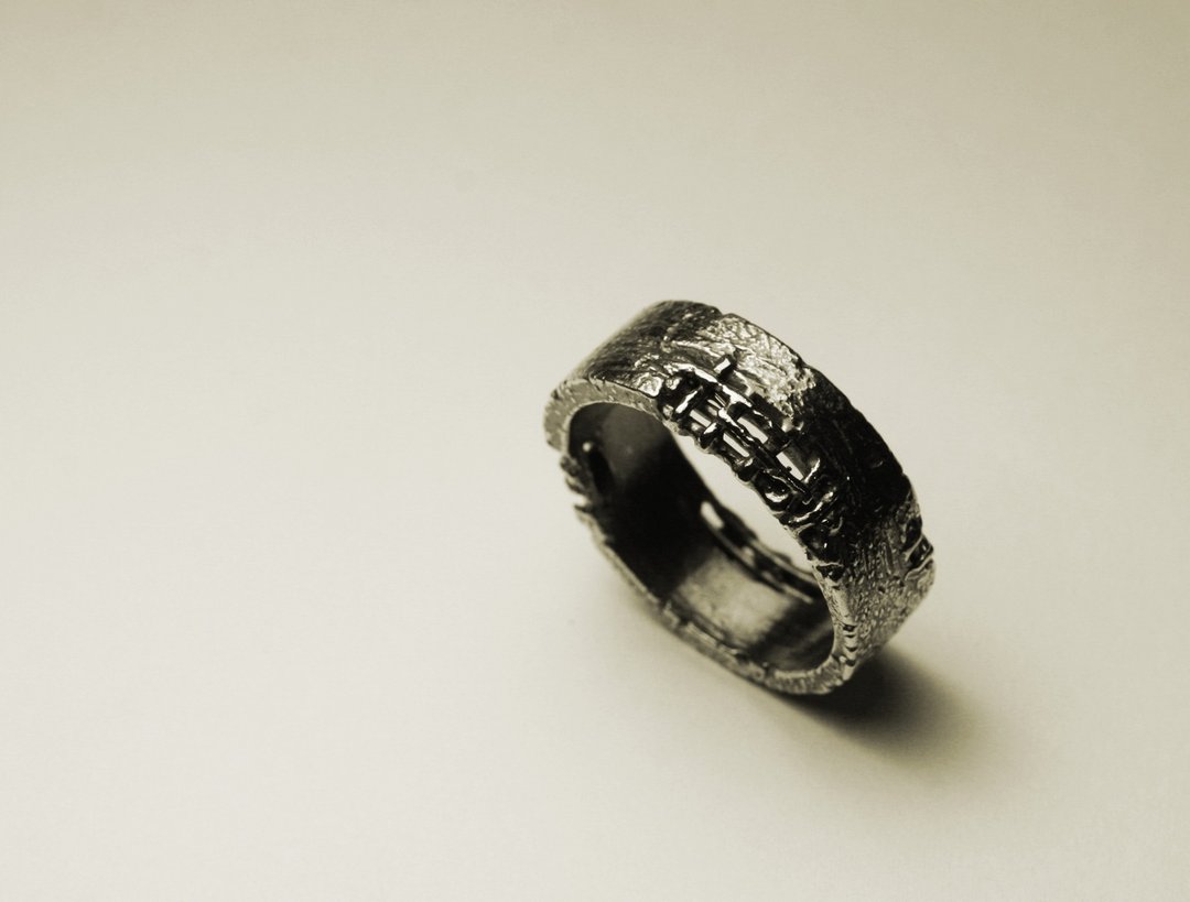 钢筋水泥质感戒指 - 戒指 - 其他金属 银色
