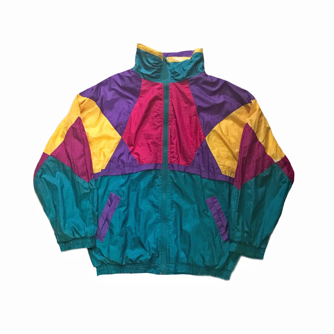 Vintage Multi sport Jacket 古着撞色拼接运动风衣外套 - 男装外套 - 尼龙 多色
