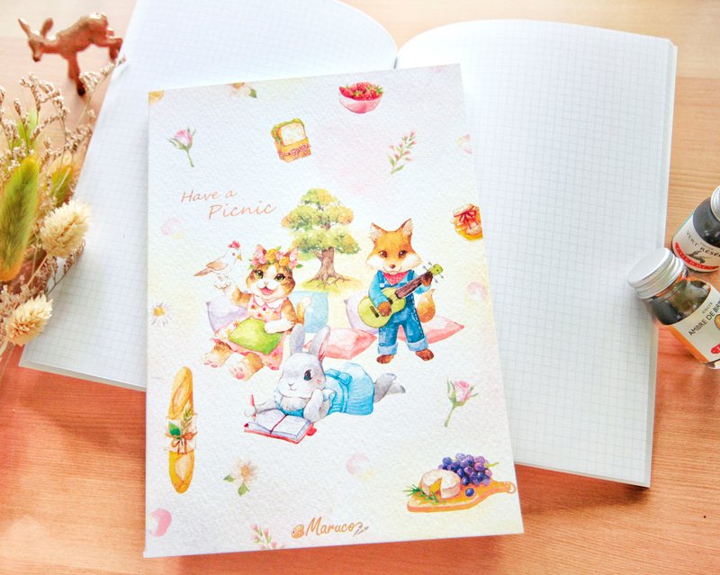 野餐日-胶装格纹笔记本A5 - 笔记本/手帐 - 纸 多色