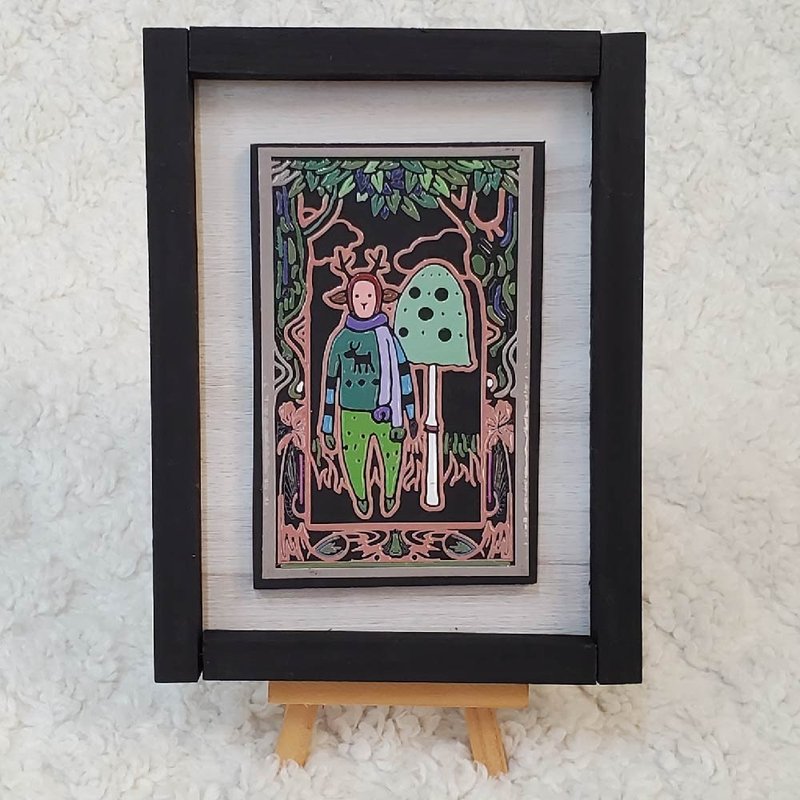 圣诞专属----麋鹿男孩协奏曲 原木木雕版画 - 摆饰 - 木头 