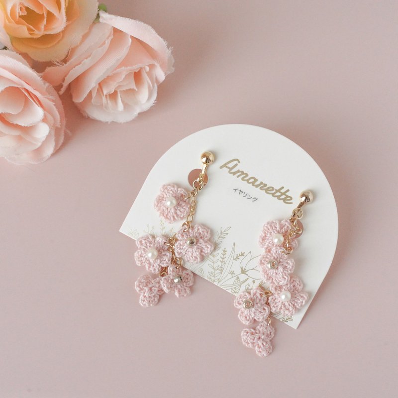 花卉饰品 耳环/耳钉 - 耳环/耳夹 - 棉．麻 粉红色