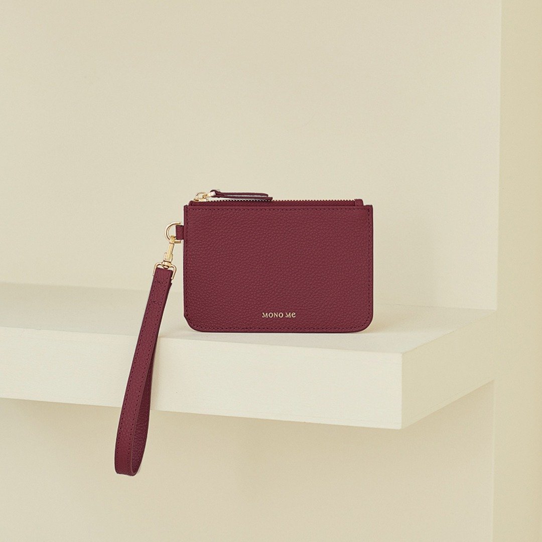 ZIPPY zipped card bag, Genuine Leather – Maroon - 皮夹/钱包 - 真皮 红色