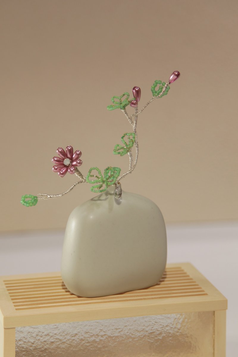 手工格桑花珍珠永生花礼 【含白瓷花器】 - 干燥花/捧花 - 半宝石 