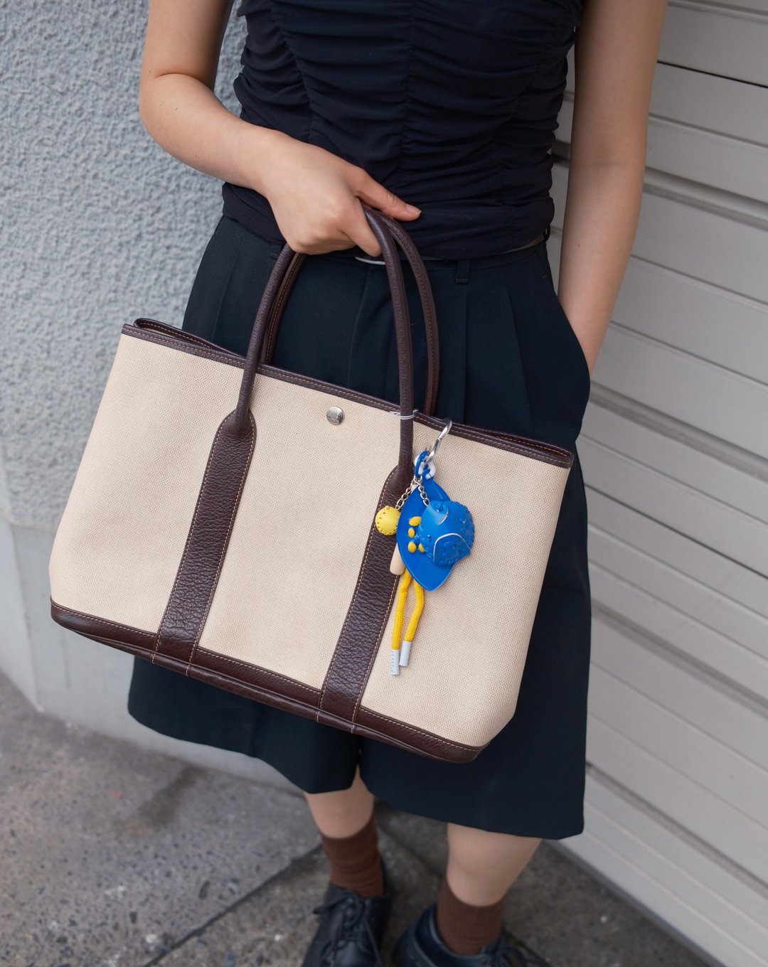中古包 HERMÈS 爱马仕 布拼皮 Garden Party 36 托特包 - 手提包/手提袋 - 棉 卡其色