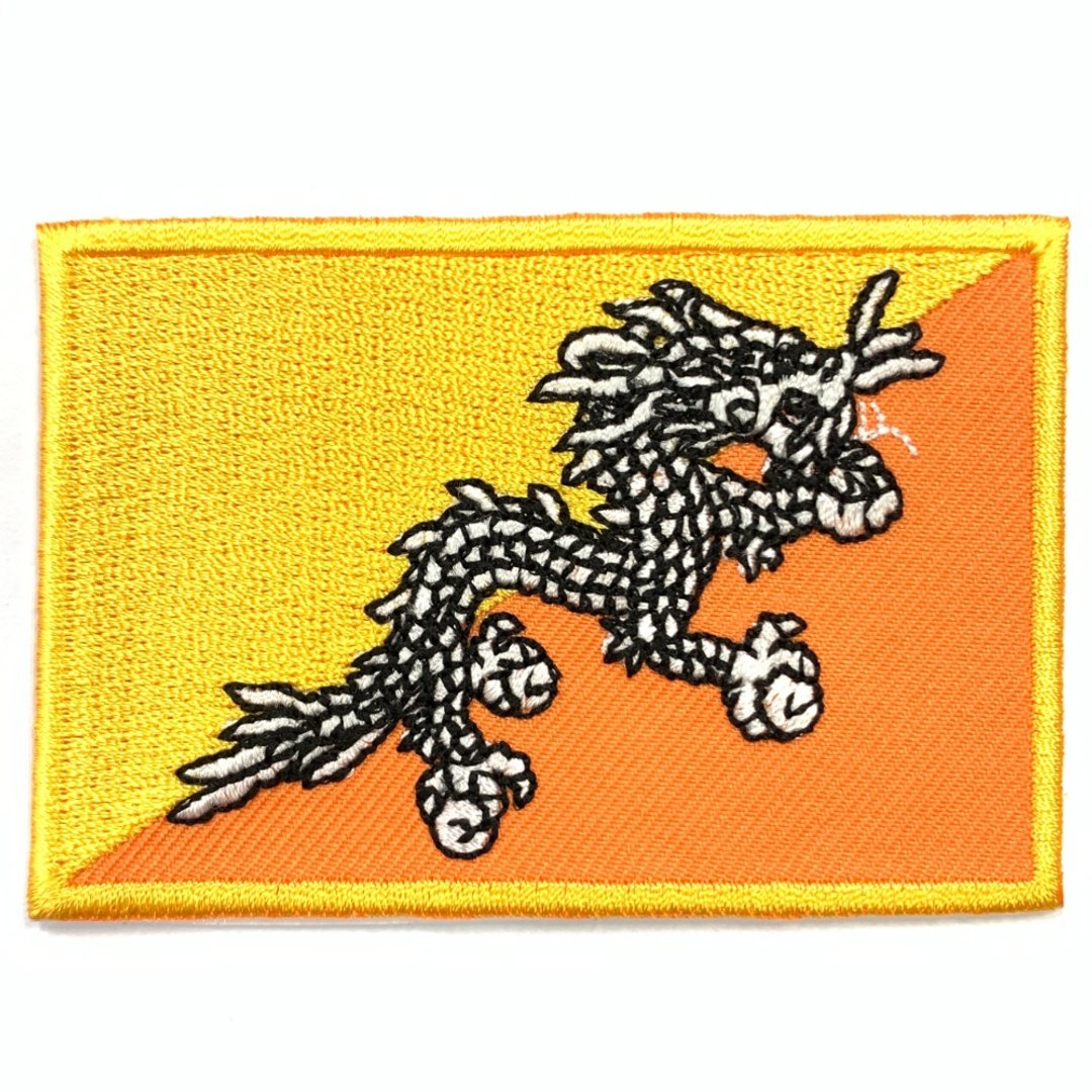 不丹国旗 Bhutan Flag Patch肩章 电绣识别章 电绣立体绣贴 装饰 - 徽章/别针 - 绣线 多色