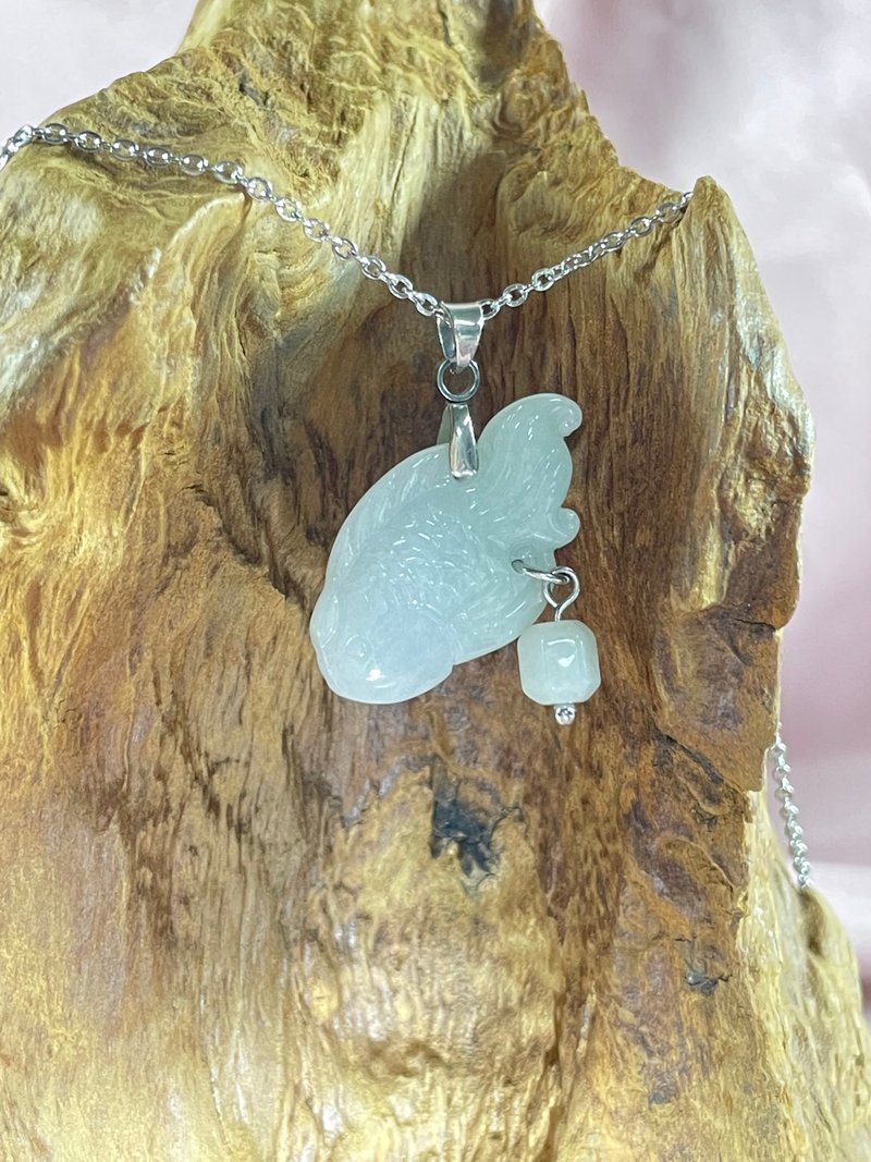 翡翠项链 福鱼 医疗钢项链 中国风项链 缅甸翡翠 - 项链 - 玉石 绿色