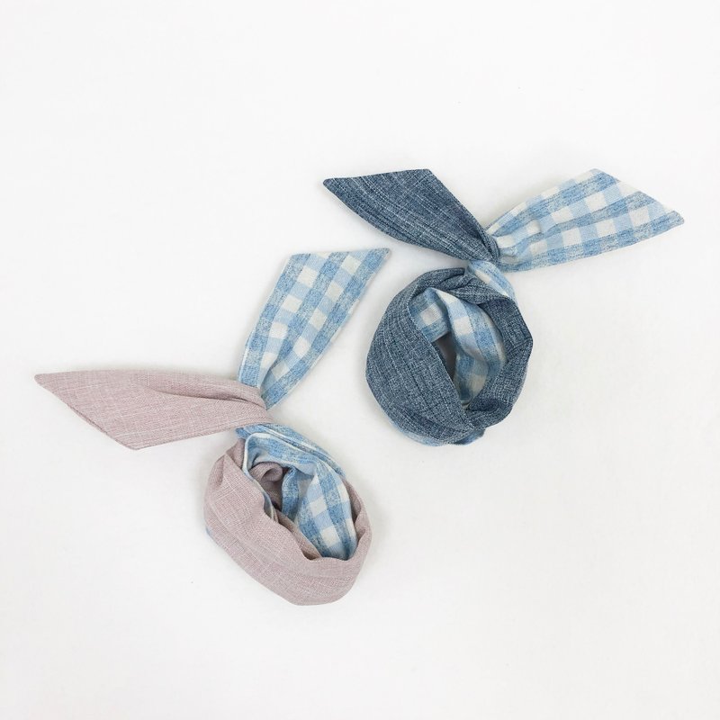 柔美小格 / 粉 蓝 格 / 软铁丝 铁丝 发带 发箍 - 发带/发箍 - 棉．麻 