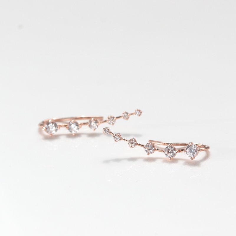 14K 羽毛钻造型耳针耳环(单个) - 耳环/耳夹 - 贵金属 金色