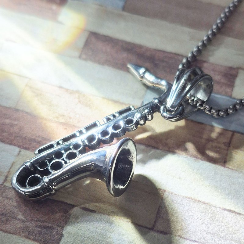 【比法一生】白钢饰品—乐器—萨克斯风    抗过敏无须保养 - 项链 - 不锈钢 银色
