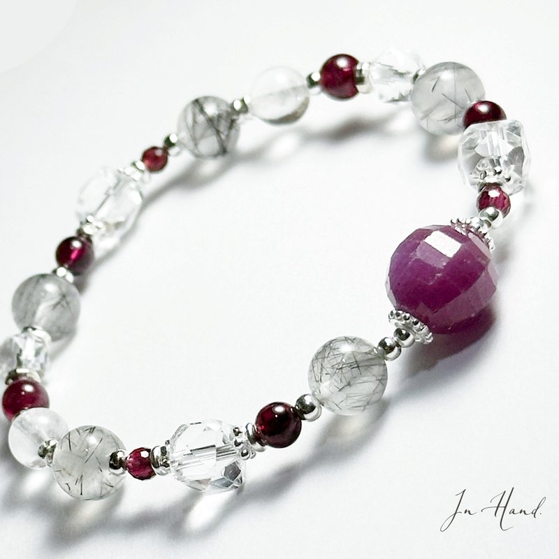 女伶魅影-红宝石.黑发晶.石榴石-设计款手链 - 手链/手环 - 水晶 红色