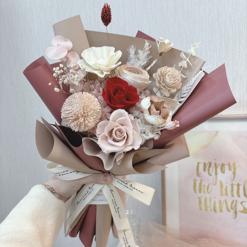 【红粉知己永生花束】 定制 永生花 情人节 婚礼 干燥花 母亲节 - 干燥花/捧花 - 植物．花 多色