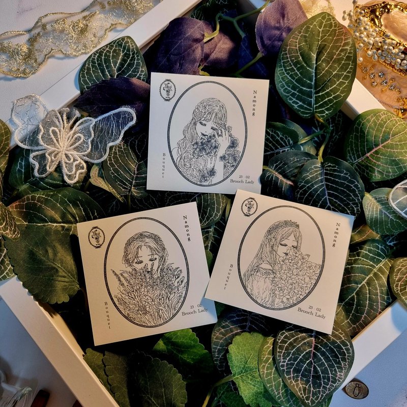 胸针女士-花束 - 贴纸 - 纸 